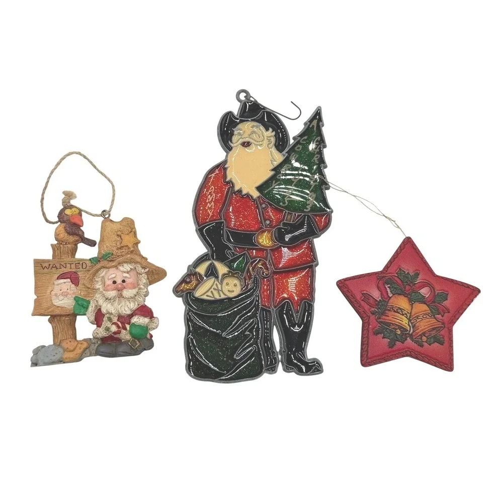 Christmas Ornaments‎ Lot Santa Cowboy Star Bells Holiday Decorations